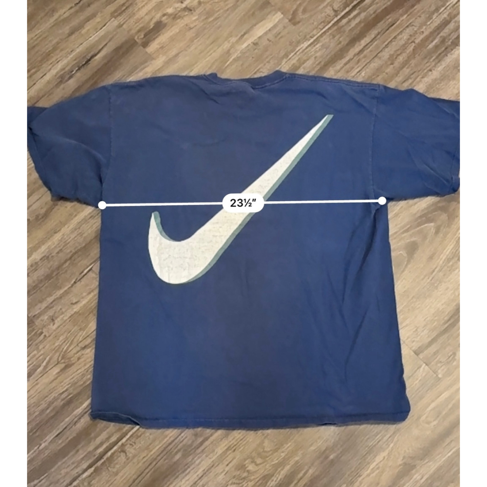 Vintage 95' Nike Swoosh By Nike T Shirt XL Made in the USA Blue Single Stitch - Picture 5 of 10